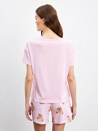 LCW Young Pembe Ayı Teddy Baskılı Kadın Şortlu Pijama Takımı