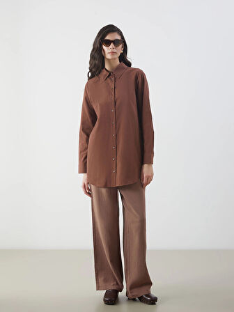 LCW Modest Kahverengi Regular Fit Kadın Gömlek Tunik