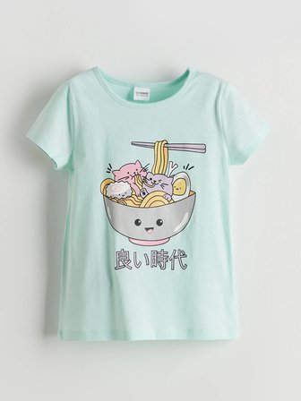 LCW Kids Turkuaz Baskılı Kız Çocuk Şortlu Pijama Takım