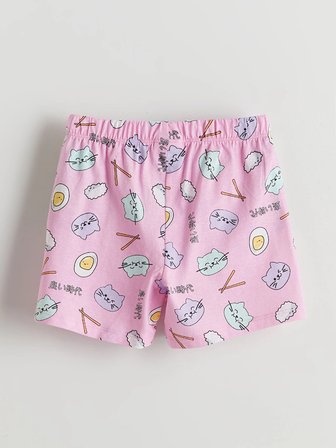 LCW Kids Turkuaz Baskılı Kız Çocuk Şortlu Pijama Takım