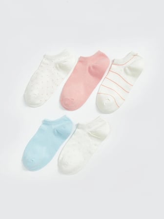 LCW DREAM Ekru Desenli Kadın Sneaker Çorap 5'li