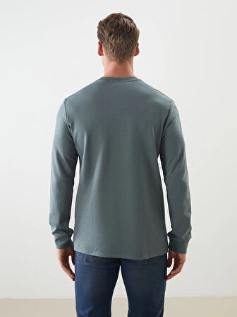 LCWAIKIKI Classic Yeşil Bisiklet Yaka Uzun Kollu Erkek Sweatshirt