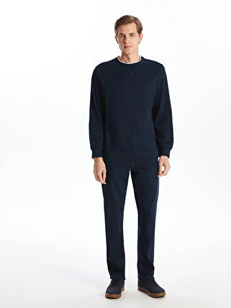 LCWAIKIKI Classic Lacivert Bisiklet Yaka Uzun Kollu Erkek Sweatshirt