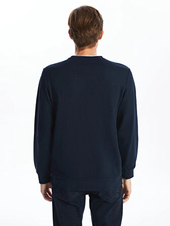 LCWAIKIKI Classic Lacivert Bisiklet Yaka Uzun Kollu Erkek Sweatshirt