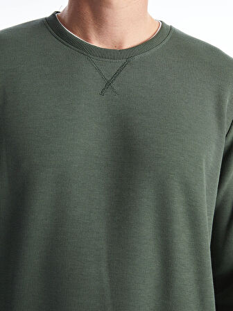 LCWAIKIKI Classic Yeşil Bisiklet Yaka Uzun Kollu Erkek Sweatshirt