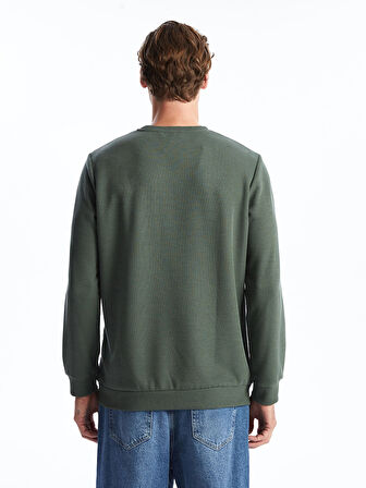 LCWAIKIKI Classic Yeşil Bisiklet Yaka Uzun Kollu Erkek Sweatshirt