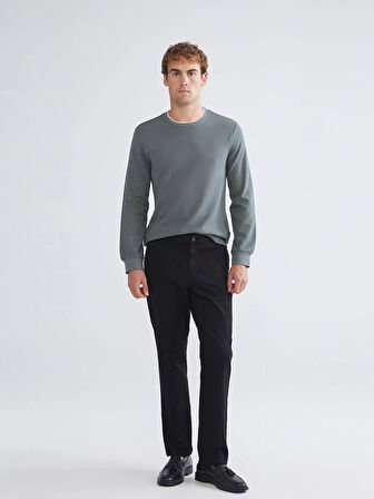 LCWAIKIKI Classic Gri Uzun Kollu Dokulu Erkek Tişört