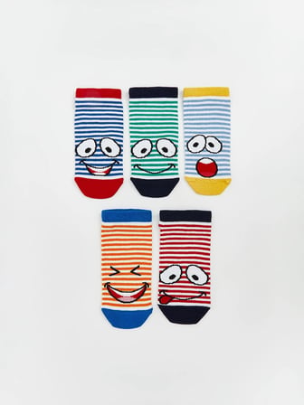 LCW Kids Karışık Desenli Erkek Çocuk Patik Çorap 5'li