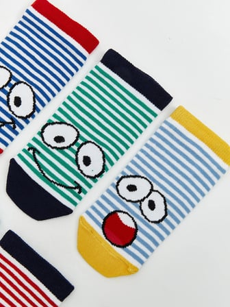LCW Kids Karışık Desenli Erkek Çocuk Patik Çorap 5'li