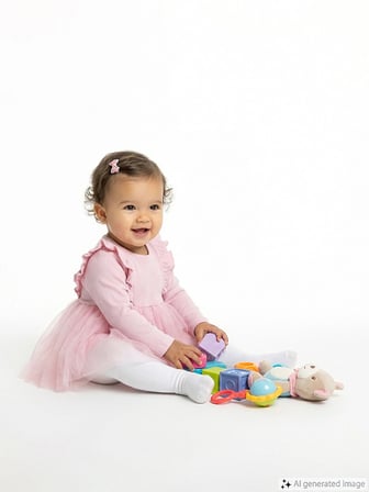 LCW baby Pembe Bisiklet Yaka Tütülü Kız Bebek Elbise