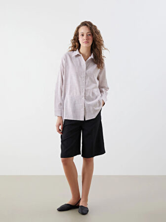 LCWAIKIKI Classic Turuncu Çizgili Poplin Kadın Gömlek