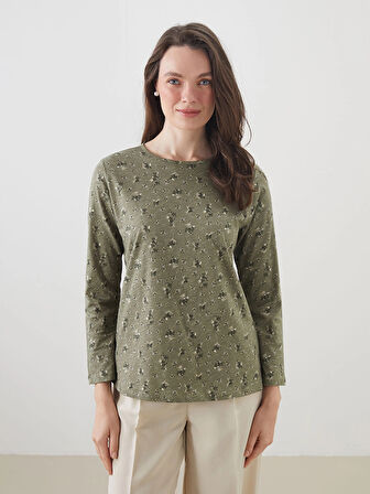 LCW Grace Haki Bisiklet Yaka Çiçekli Kadın Bluz