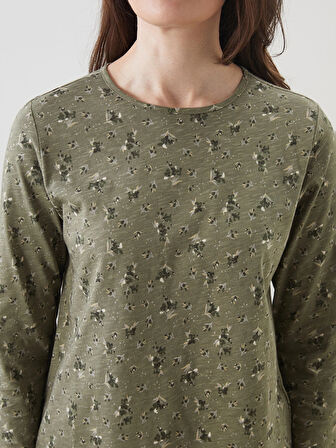 LCW Grace Haki Bisiklet Yaka Çiçekli Kadın Bluz