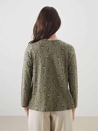 LCW Grace Haki Bisiklet Yaka Çiçekli Kadın Bluz