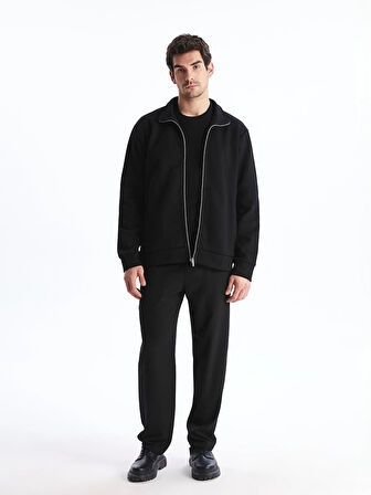 LCW Vision Siyah Dik Yaka Uzun Kollu Erkek Fermuarlı Sweatshirt