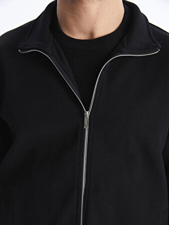 LCW Vision Siyah Dik Yaka Uzun Kollu Erkek Fermuarlı Sweatshirt