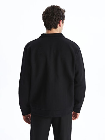 LCW Vision Siyah Dik Yaka Uzun Kollu Erkek Fermuarlı Sweatshirt