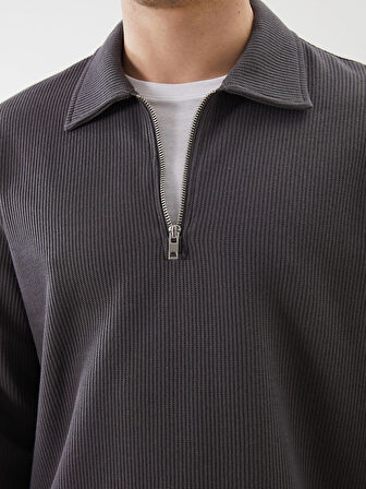 LCW Vision Antrasit Polo Yaka Erkek Sweatshirt