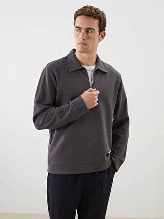 LCW Vision Antrasit Polo Yaka Erkek Sweatshirt