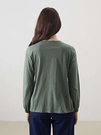LCW Grace Yeşil Bağlamalı Yaka Nakışlı Kadın Bluz