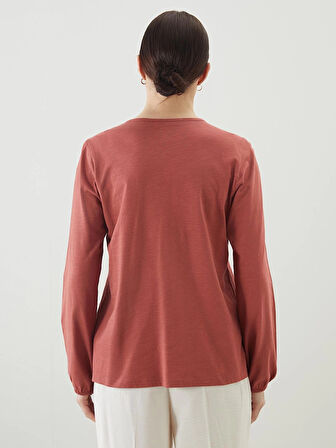 LCW Grace Kirmizi Bağlamalı Yaka Nakışlı Kadın Bluz