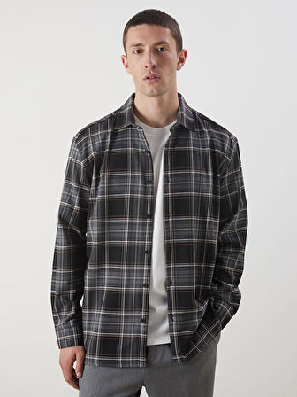 LCW Vision Siyah Regular Fit Ekose Erkek Gömlek