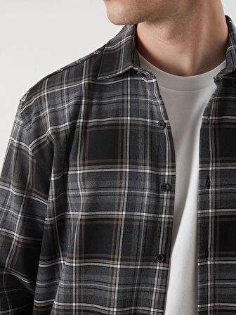 LCW Vision Siyah Regular Fit Ekose Erkek Gömlek