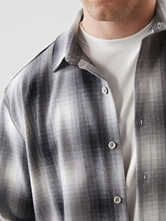 LCW Vision Siyah Regular Fit Ekose Erkek Gömlek