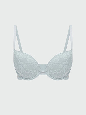 LCW DREAM Mavi Balenli Dolgusuz Dantelli Tişört Sütyen