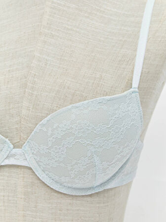 LCW DREAM Mavi Balenli Dolgulu Dantelli Tişört Sütyen