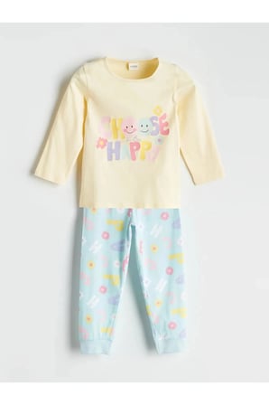 LCW Kids Mavi Baskılı Kız Çocuk Pijama Takım