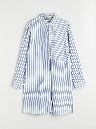 LCW Grace Mavi Çizgili Kadın Gömlek Tunik