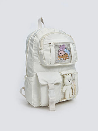 LCW ACCESSORIES Ekru Çok Bölmeli Kız Çocuk Sırt Çantası