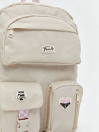 LCW ACCESSORIES Ekru Çok Bölmeli Kız Çocuk Sırt Çantası