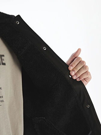 XSIDE Siyah Standart Kalıp Gömlek Yaka Süet Erkek Mont