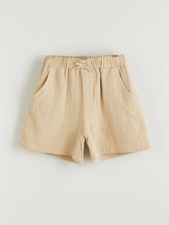LCW Kids Bej Beli Lastikli Müslin Kız Çocuk Şort