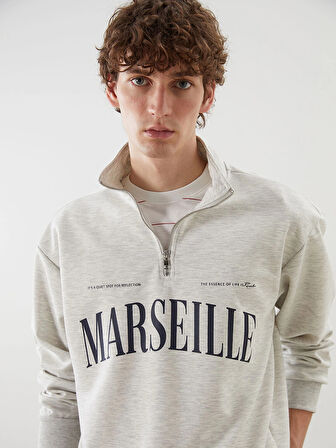 XSIDE Beyaz Dik Yaka Erkek Sweatshirt