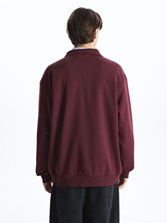 XSIDE Bordo Fermuarlı Dik Yaka Uzun Kollu Erkek Sweatshirt