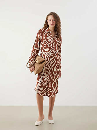 LCWAIKIKI Classic Turuncu Desenli Kadın Gömlek Tunik