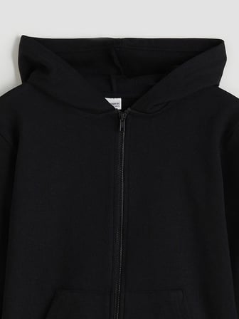 LCW Kids Siyah Kapüşonlu Erkek Çocuk Fermuarlı Sweatshirt