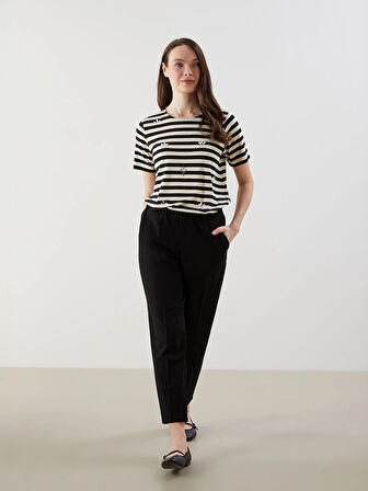 LCW Grace Siyah Büyük Beden Beli Lastikli Kadın Pantolon