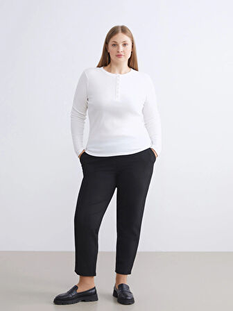 LCW Grace Siyah Büyük Beden Beli Lastikli Kadın Pantolon