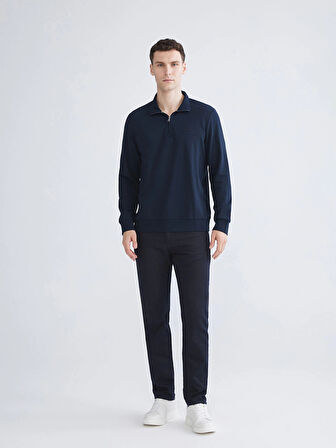 SOUTHBLUE Lacivert Dik Yaka Baskılı Erkek Sweatshirt