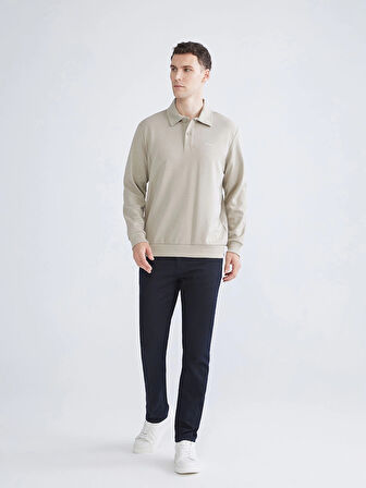 SOUTHBLUE Bej Polo Yaka Erkek Sweatshirt