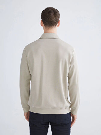 SOUTHBLUE Bej Polo Yaka Erkek Sweatshirt