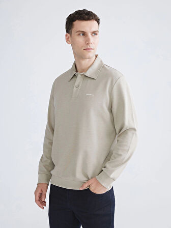 SOUTHBLUE Bej Polo Yaka Erkek Sweatshirt