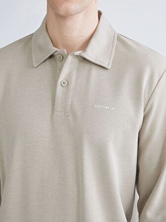 SOUTHBLUE Bej Polo Yaka Erkek Sweatshirt