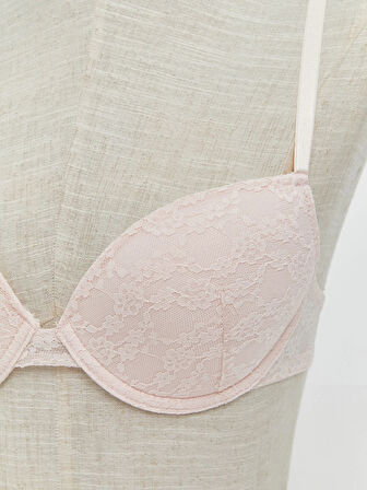 LCW DREAM Pembe Balenli Dolgusuz Dantelli Tişört Sütyen