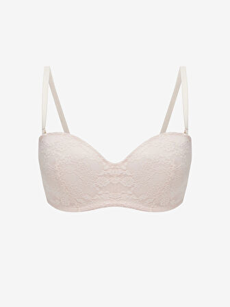 LCW DREAM Pembe Balenli Dolgusuz Dantelli Straplez Sütyen