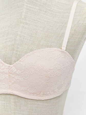 LCW DREAM Pembe Balenli Dolgusuz Dantelli Straplez Sütyen